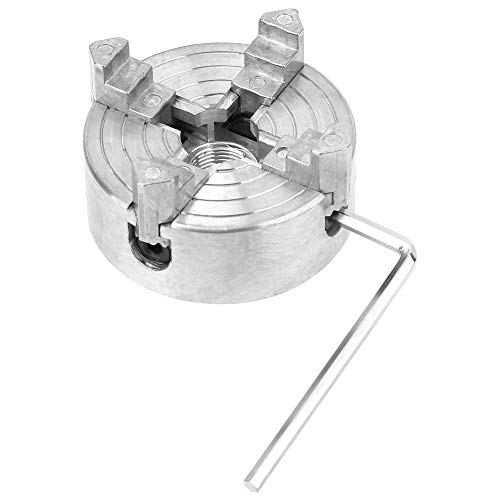 Z011A Zinc Alloy 4-Jaw Chuck Clamp Accessory for Mini Metal Lathe,with Large Clamping Range,Widely Used Wear-Resistant Compact Size Chuck
