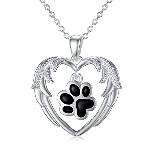 Sterling Silver Dog Urn Necklace - Memorial Keepsake Cremation Jewellery for Women Dog Lovers Heart Dog Paw