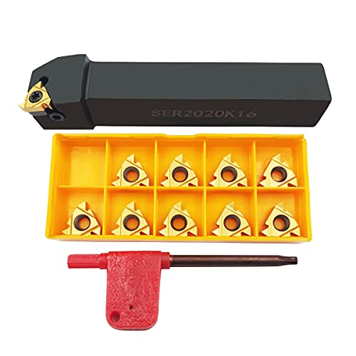 3/4" Lathe Tool Threading Insert Turning Tool Holder SER2020K16 with Indexable Threading Turning Insert 16ER AG60 Cutting Insert Blade