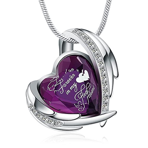 Minicremation Cremation Jewelry for Ashes Pendant - Crystal Heart Urn Necklace with Mini Keepsake Urn Memorial Ash Jewelry Purple-Forever