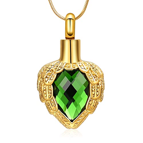 Minicremation Urn Necklaces for Ashes Carved Always in my heart Teardrop Keepsake Ashes Necklace Urn Pendant Cremation Memorial Jewelry Green