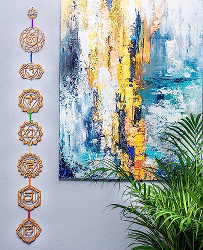 WICCSTAR Chakra Sign Wall Hanging Home Decor For Meditation. Yoga Wall Art Tapestry. Mandala Spiritual Ornaments For Bedroom, Living Room And Studio. 135mm Size.