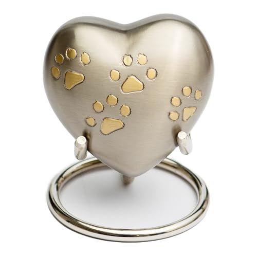 Urn for ashes Paw Heart Funeral Cremation Memorial Keepsake Pet Dog Cat|With Stand (Pewter 3") RHP01-03 Pewter 3"