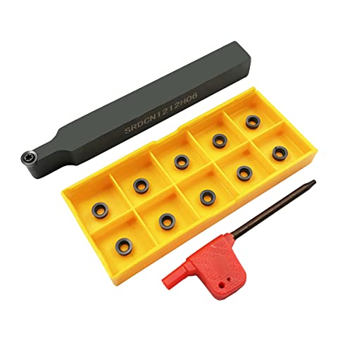 11pcs RCMT060204 MO Indexable Carbide Milling Inserts Blade Milling Cutter with 1/2"/12mm SRDCN1212H06 Indexable Carbide Milling Tool Holder Metal Lathe Cutting Tools