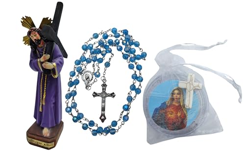 Image Christ of Great Power and Rosary of the Cross Way (Includes Gift Cross Made of White Turquoise)