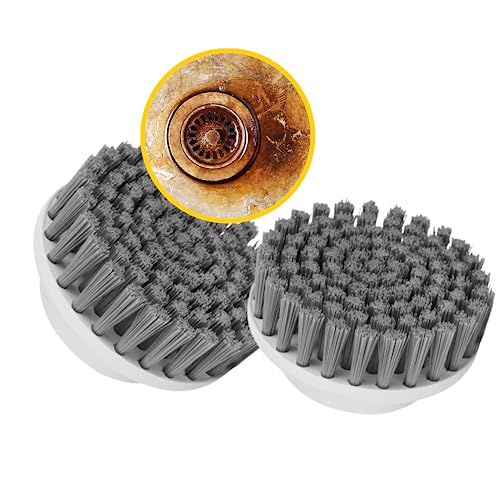 SYNOSHI Round Brush Heads (2 Units) for Electric Cleaning Brush | Designed for General Cleaning Tasks, Grey