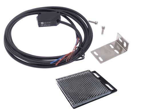 Reflector Photoelectric Sensor 12 to 24 Volt DC Output NPN Reflection Photoelectric Sensor with Mirror IR Photoelectric Sensor up to 2 Metres NC/NO (Reflector Light Barrier - 2 Metres - NPN - E3Z-R61)