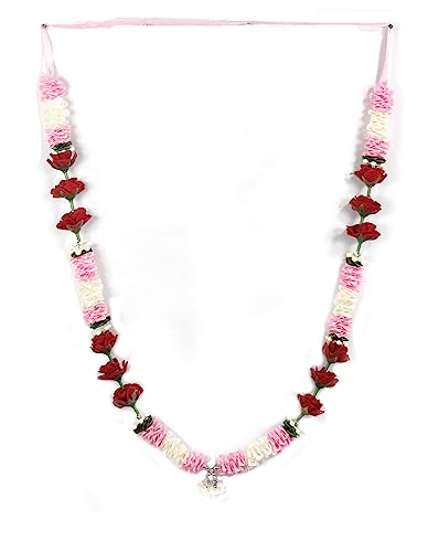 ASHIRWAD Artificial Flowers Garlands Beads Ribbon Small Big Idol Statue Mala, God Bhagwan Haar, Indian, Pooja Diwali Puja Items, Krishna Decor, Ornament Sringar Articles GL-4