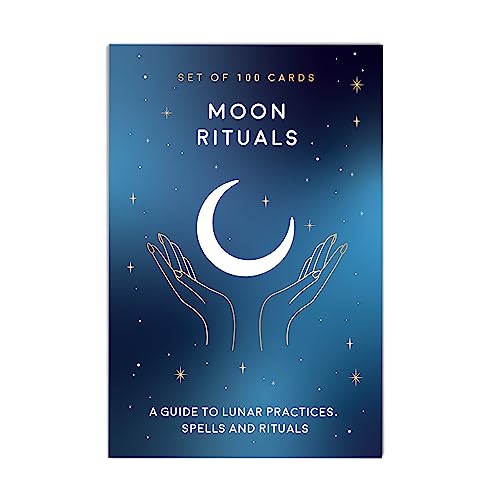 Gift Republic 100 Moon Ritual Cards | Self Care Practices, Spells, Affirmations, Blue