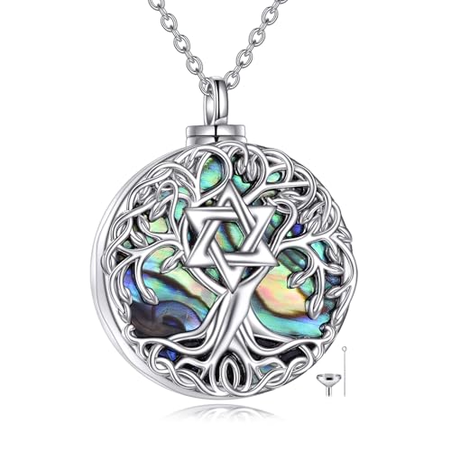 YFN Tree of Life Necklace Sterling Silver Celtic Tree of Life Pendant Jewelry Gifts for Women Men Girls Star of David Urn