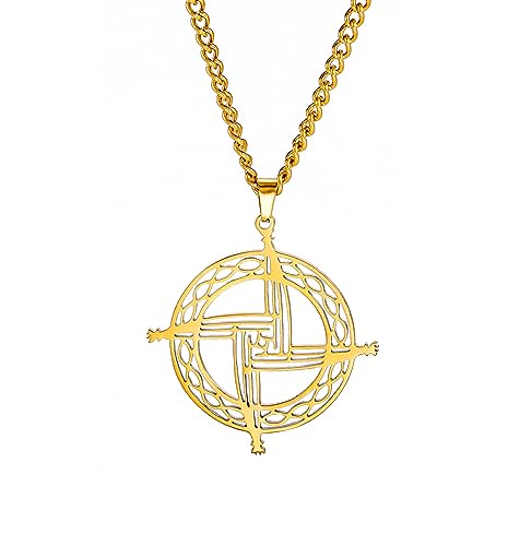 UNIFT Saint Brigid Cross Necklace Stainless Steel Irish Traditional Celtic St. Brigid Cross Pendant Necklace Religious Talisman Jewelry (gold)