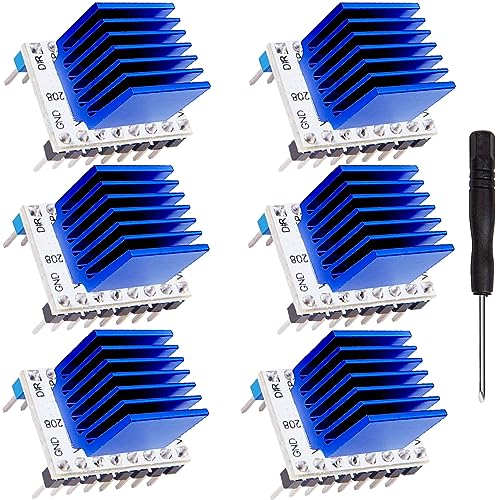 6 pcs TMC2208 V1.2 3D Printer Stepper Motor Driver Module Adjustable with Heat Sink screwdriver for 3D Printer Controller Mother Boards Reprap MKS Prusa i3 Ender-3 Pro