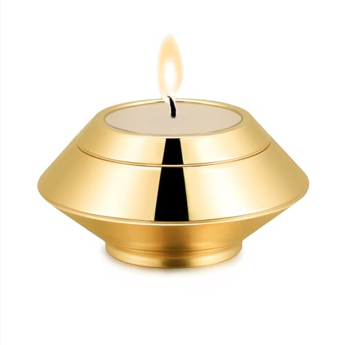 Minicremation Cremation Urn for Human Ashes Stainless Steel Candle Ash Holder Keepsake Urn for Ashes Candlestick Mini Funeral Urns for Pet Ashes (Gold) Gold