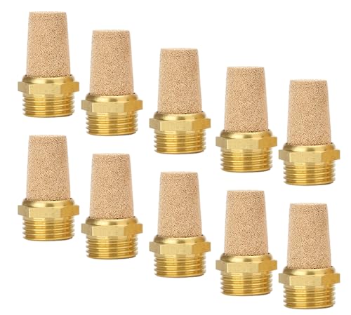 Pneumatic silencer made of sintered bronze 1/2 inch, set of 3, 5 or 10 industrial quality (10, 1/2 inch) 1/2"