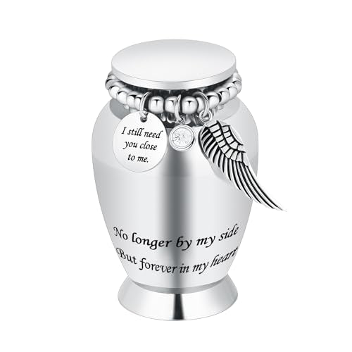 Small Keepsake Urns for Human Ashes Cremation Urns for Ashes Stainless Steel Funeral Memorial Ashes Holder Mini Cremation Urn for Pet or Human Ash Silver Wing