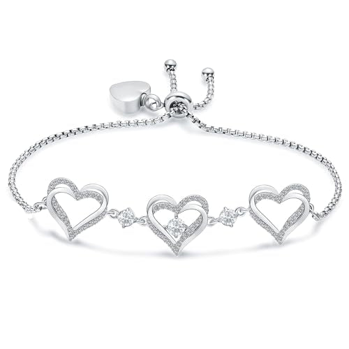 Cremation Jewelry Heart Urn Bracelet for Ashes for Women Cremation Link Memorial Urn Bracelet Jewelry Birthstone Bracelet Silver-white