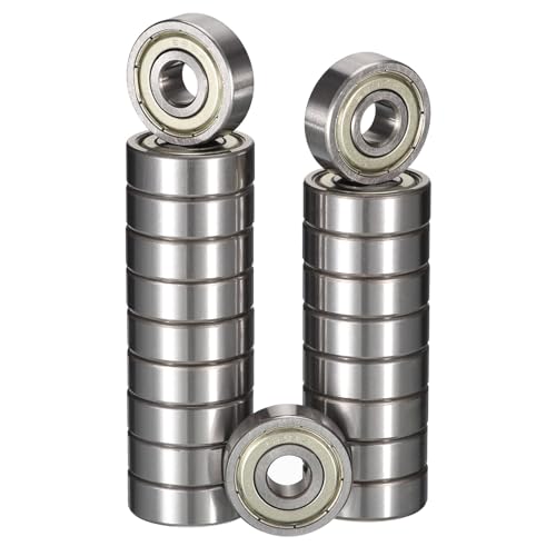HiPicco 628ZZ Deep Groove Ball Bearings, ID 8mm x OD 24mm x Width 8mm Miniature Bearings, Double Metal Shielded Ball Bearing Chrome Steel Z2 Lever 20pcs 628ZZ 8x24x8mm