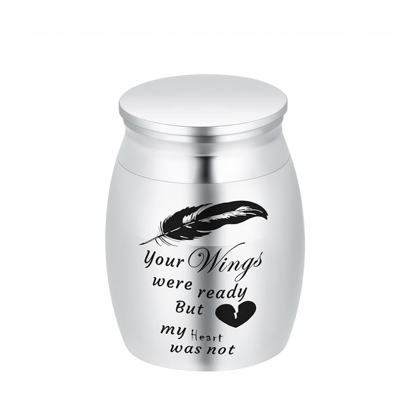 Small Urns for Ashes Keepsake Cremation Urn with Wings Charm Minis Personal Funeral Urn for Pet or Human Ashes Memorial Ash Keepsake (Silver Wings 40 * 30mm) Silver Wings 40*30mm