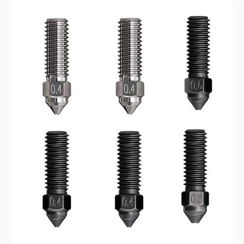 6PCS Official K1 Nozzle Kit Plated Copper/Hardened Steel Extruder Nozzles 0.4mm, 0.6mm, 0.8mm High Flow High Temperature Resistance for K1 / K1 Max/CR M4 3D Printer Accessories