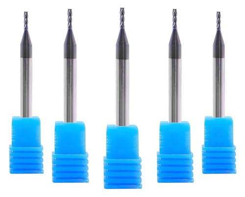 1.5mm Tungsten Carbide End mill Set – 4 Flute Sharp Corner Cutter – 5 Pack – CNC Milling Tool - for Alloy Steels - Milling Cutter - For Roughing And Finishing – (4mm shank) 1.5mm x 4mm