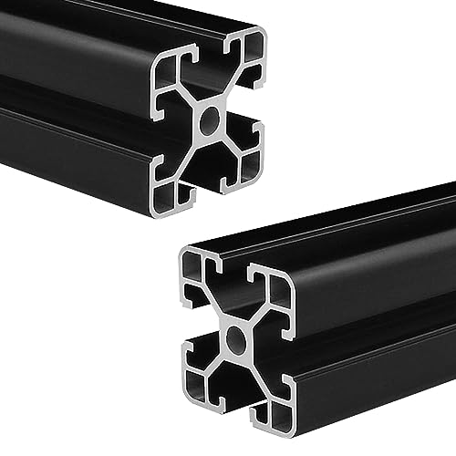 AluProfil 4040 Aluminium Profile 200 mm T Type Black Aluminium Profiles 40 x 40 European Standard Anodised Linear Rail Extrusion Pack of 2 for DIY 3D Printer and CNC L: 200mm 2-4040T Black