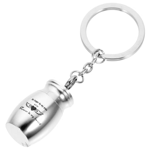 Pet Urn Keychain Mini Urn Container Pendant for Ashes Screw Lid Ash Keepsake Key Ring Lightweight Memorial Ornament for Pet Hair or Ashes Pocket Carry Gift Silver 1.5X1.5X2.5CM
