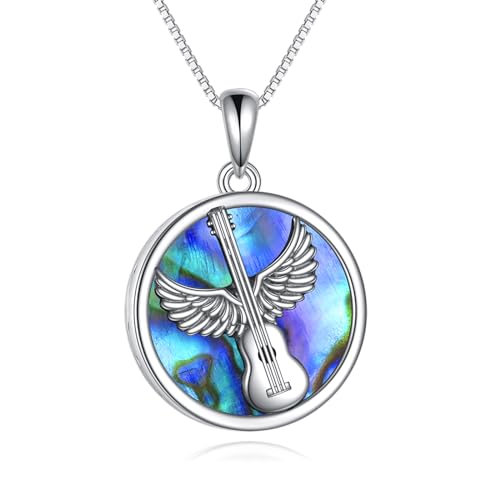 YFN Guitar Urn Necklaces for Ashes for Women Sterling Silver Abalone Shell Cremation Necklace Jewelry for Loved Ones urn 3