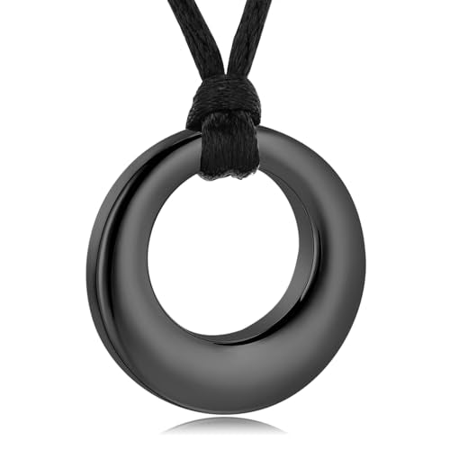Cremation Jewelry Urn Necklace for Ashes for Women Men, Circle of Life Eternity Memorial Pendant Ash Jewelry Black