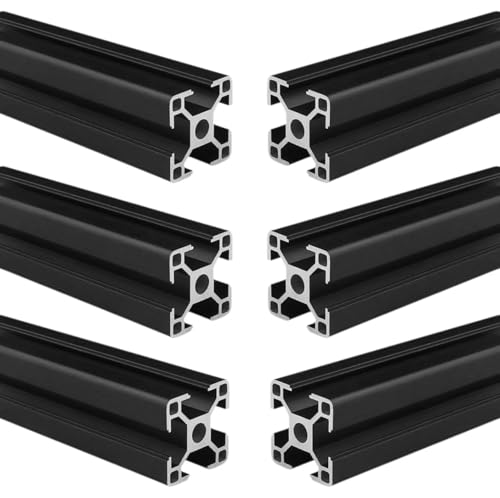 AluProfil 3030 Aluminium Profile 150 mm T Type Black Aluminium Profiles 30 x 30 European Standard Anodised Linear Rail Extrusion Pack of 6 for DIY 3D Printer and CNC L: 150mm 6-3030T black
