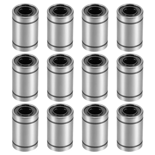 sourcing map 12pcs LM8UU Linear Ball Bearings, 8mm Bore 15mm OD 24mm Long Linear Bearing for CNC, 3D Printer 8mm x 15mm x 24mm 12
