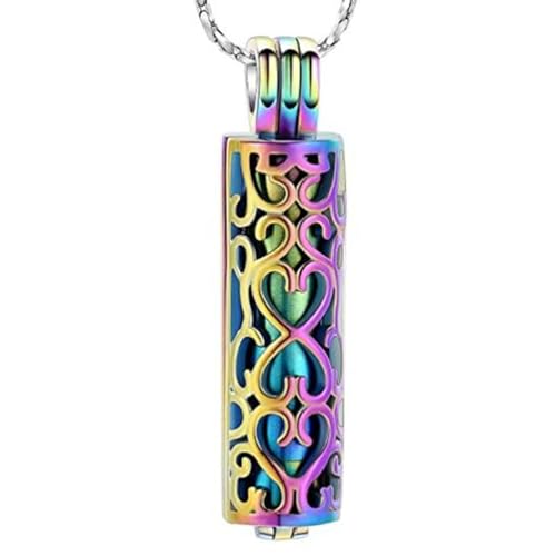 Cylinder Urn Necklace for Ashes for Women Men Cremation Jewelry Keepsake Memorial Human Pet Ashes Pendant Colorful