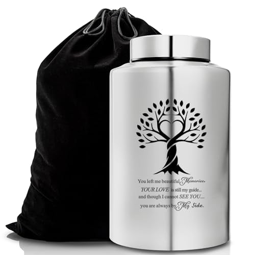 Gredstar Tree of Life Adult Cremation Urn for Human Ashes - Large Memorial Urn with Black Velvet Bag, Funeral Decorative Ashes Holder for Burial or Keepsake,Always By My Side Always By My Side