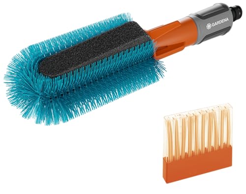 Gardena Cleansystem Bicycle Brush: Cleaning Brush for Washing Bicycles, Trailers or pushchairs, incl. Replaceable Sponge, with Water-Flow Regulation (18865-34)