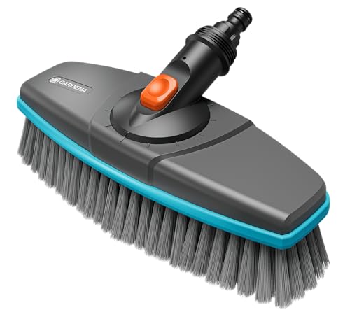 Gardena Cleansystem soft, long-handled brush: Brush for cleaning sensitive surfaces, soft bristles, swivelling, for connection to Cleansystem handle, ideal for larger surfaces (18810-20) Single