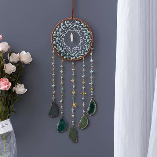 Crystals Tree of Life Dream Catchers,Crystal Gemstone Chakra Indoor Wall Hangings for Windows Garden Home Décor(Green Aventurine) Green Aventurine