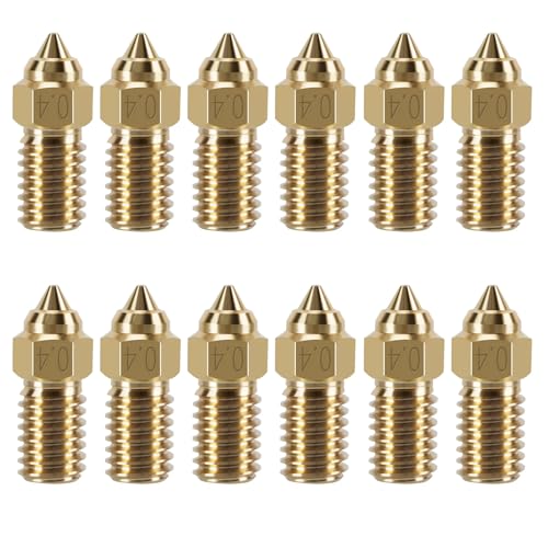 Creality 12PCS Brass Nozzles for Ender 3 V3 SE, 3D Printer Parts High Speed 0.4mm Brass Nozzles Kit for Creality Ender 5 S1, Ender 7 Ender 3 V3 SE Brass 0.4mm