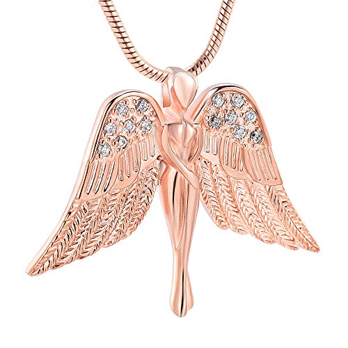Angel Lady Urn Necklace for Ashes for Women Stainless Steel Cremation Jewelry Keepsake Urn Pendants for Ashes Holder D