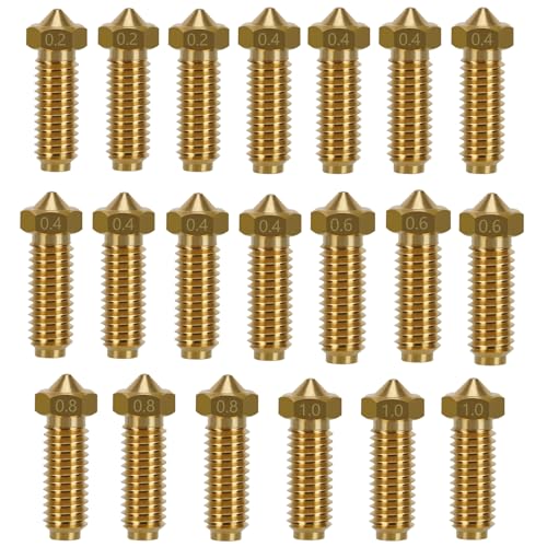 KOYOFEI 20PCS Brass Nozzle Kit for Kobra 2, 3D Printer Accessories 8PCS 0.4mm, 3PCS 0.2mm, 0.6mm, 0.8mm, 1.0mm Brass Nozzles Kit for Kobra 2 Neo, Kobra 2 Pro/Plus/Max Kobra 2 Brass
