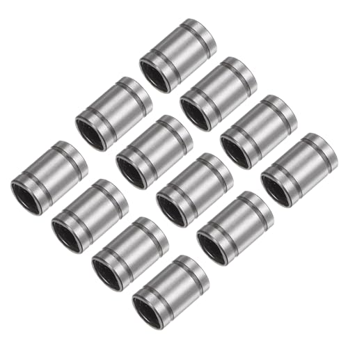 sourcing map 12pcs LM5UU Linear Ball Bearings, 5mm Bore Dia, 10mm OD,15mm Length, Linear Motion Bearing for CNC Machine Tool 3D Printer 12