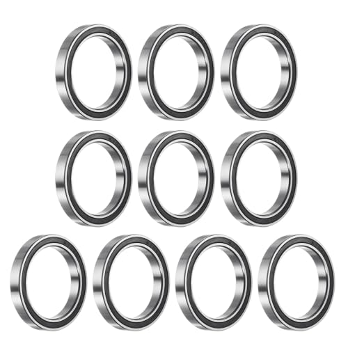 sourcing map 10pcs 6704-2RS Deep Groove Ball Bearings, Chrome Steel Double Rubber Sealed Bearing 20mm x 27mm x 4mm