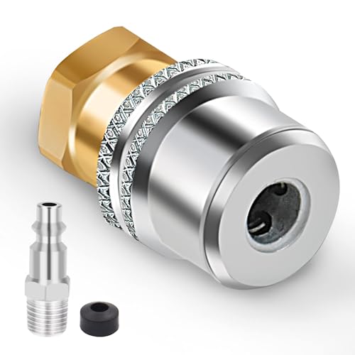 Unifizz Lock On Air Chuck Brass Open Flow Straight Locking Air Chuck Quick Connect 1/4'' FNPT Tire Chuck for Pressure Gauge Tire Inflator Compressor Accessories