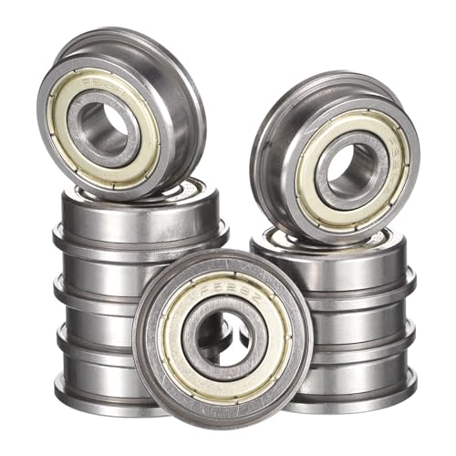 HiPicco F628ZZ Flanged Ball Bearing, ID 8mm x OD 24mm x Width 8mm Miniature Bearings, Double Metal Shielded Deep Groove Bearings, Pre-Lubricated (GCr15) Chrome Steel 10pcs F628ZZ 8mmx24mmx8mm
