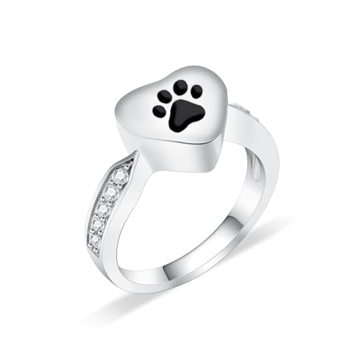 Tree of Life Urn Ring for Ashes Celtic Knot Family Tree Memorial Keepsake Jewelry Always in My Heart Cremation Ring for Women Men Black Paw 7#