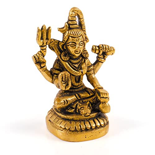 Brass Shiva Pooja Murti Idol Statue God Lord Spiritual Sculpture Indian Antique Statue Décor for Home Entrance Temple Puja Decoration Festivals Diwali and Gifting (Shiva)