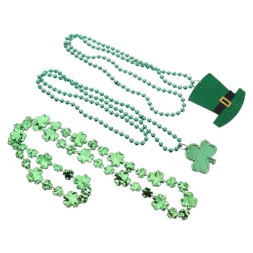 TOYANDONA 12pcs Irish Bead Chain Shamrock Pendant Necklace for St Patrick's Day Festival for Parade Decor