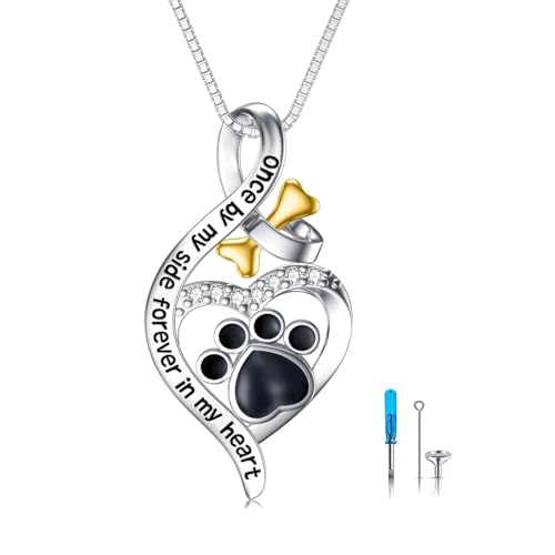 Urn Necklaces for Ash for Women Women Girls 925 Sterling Silver Paw Print Infinity Pendant Cremation Jewelry Reminder Forever in My Heart Pet Ash Keepsake