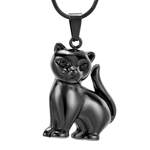Pet Cremation Jewelry for Ashes Memorial Ash Jewelry Keepsake Cat Urn Pendants for Animal Ashes Necklace Black