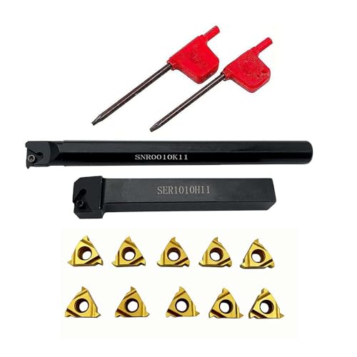 14pcs SER 1010H11 Male Thread Turning Tool Holder + SNR 0010K11 CNC Lathe, Female Thread Rotary Tool Holder with 11ER AG60 11IR AG60 CNC Indexable Threading Carbide Blade