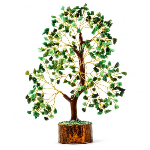 ANAYA AGATE Green Jade Crystal Trees for Home Decor, Office Desk Decoration, Chakra Healing Crystals and Stone for Positive Energy, Money, Good Luck, Tree of Life Spiritual for Women and Mom Green Jade Golden Wire