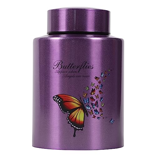 Medium Urns for Human Ashes Up to 60 Cubic Inches Medium Sized Urns for Ashes Adult Male Female Keepsake Cremation Urns for Ashes Stainless Steel (Butterflies, Purple) Butterflies